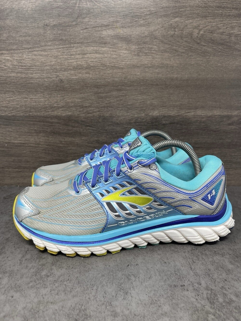 Brooks Glycerin 14 Womens Size 9 Cushion Running Shoes Gray Blue Atoll
